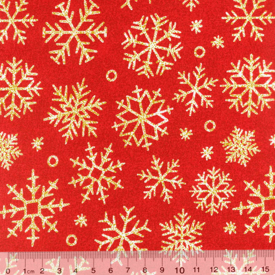 Tecido Tricoline SG Natal Snow - Vermelho - 100% Algodão - Largura 1,50m