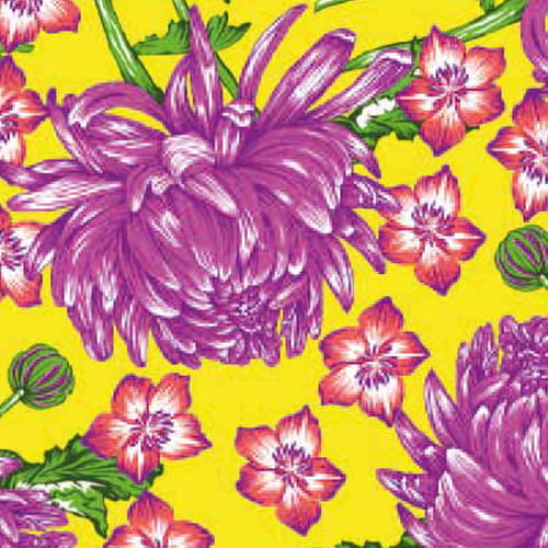 Tecido Chita Floral Amiens - Amarelo - 100% Algodão - Largura 1,40m