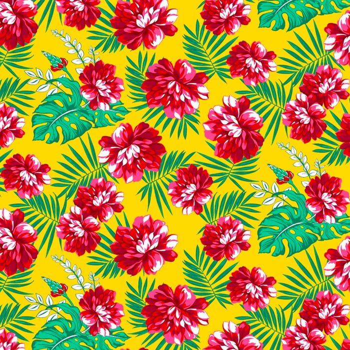 Tecido Chita Floral Anguilla - Amarelo - 100% Algodão - Largura 1,40m