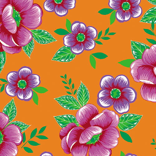 Tecido Chita Floral Blois Laranja