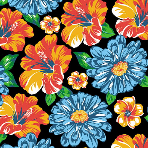 Tecido Chita Floral Marselha Preto