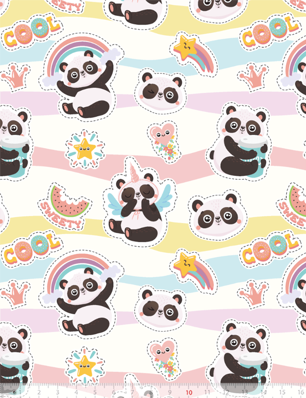 Tecido Tricoline Especial Cool Panda - 100% Algodão - Largura 1,50m