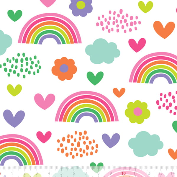 Tecido Tricoline Especial Cute Rainbow Color - 100% Algodão - Largura 1,50m