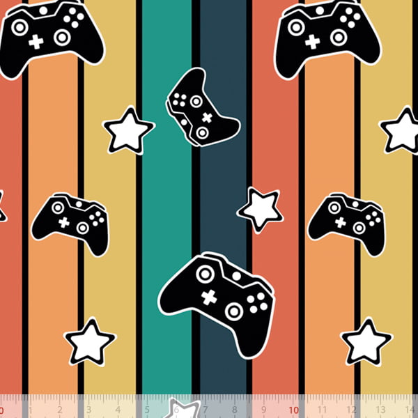 Tecido Tricoline Especial Joystick Game Colors - 100% Algodão - Largura 1,50m