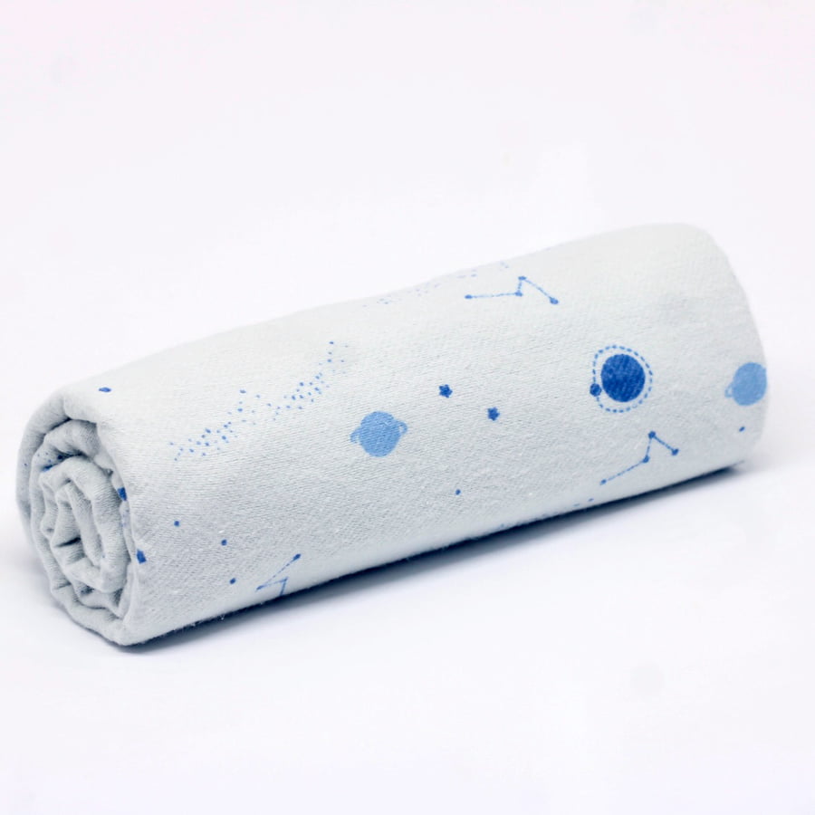 Tecido Flanela Baby - Constelações - Azul - 100% Algodão - Largura: 80cm
