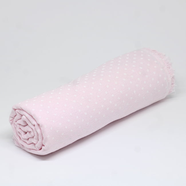 Tecido Flanela Baby - Pontinhos Brancos - Fundo Rosa - 100% Algodão - Largura: 80cm