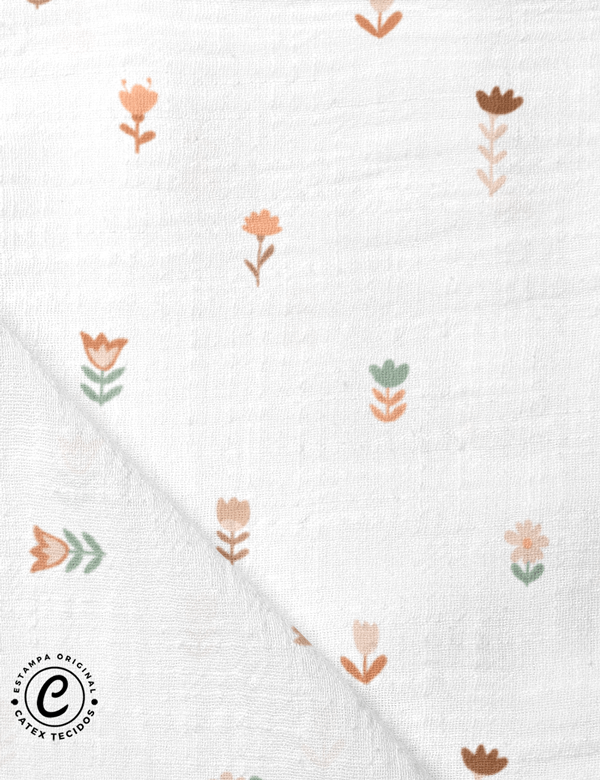 Tecido Fralda Estampada - Coleção Outono na Floresta - Bloom - 100% Algodão - 70cm x 70cm