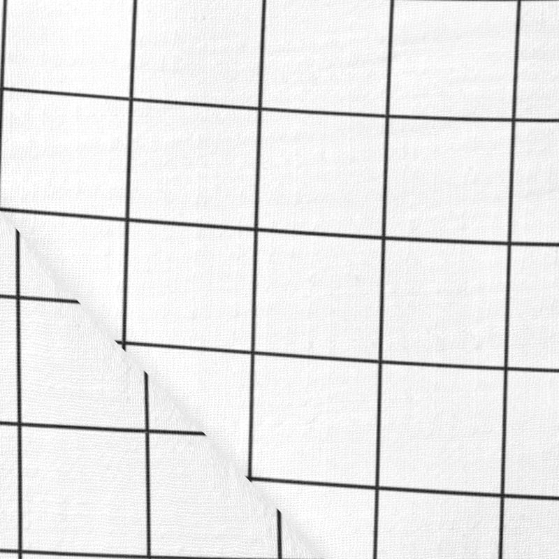 Tecido Fralda Estampada - Square Grid - Branco  - 100% Algodão - 70cm x 70cm