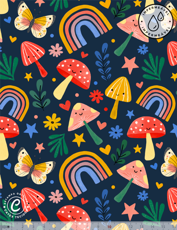 Tecido Sarja Impermeável Especial Linha Colorful Catex - Jardim Colorê - 100% Algodão - Largura 1,50m