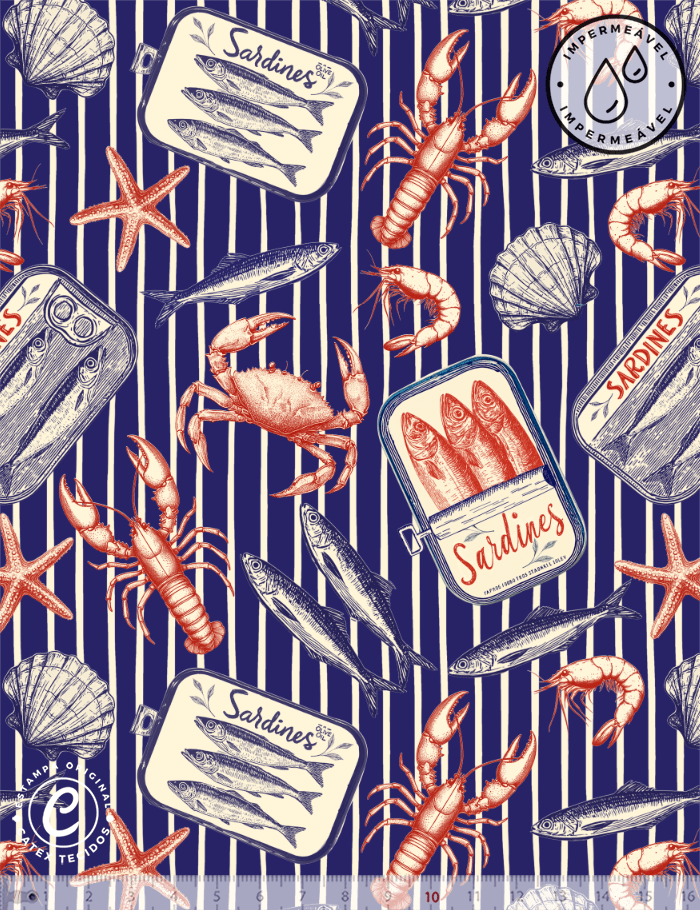 Tecido Sarja Impermeável Especial Sardines - Porto Real - 100% Algodão - Largura 1,50m