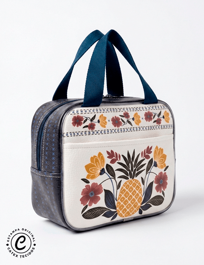 Sintético Doll - Painel Bolsa/Lancheira Box - Abacaxi Botânico