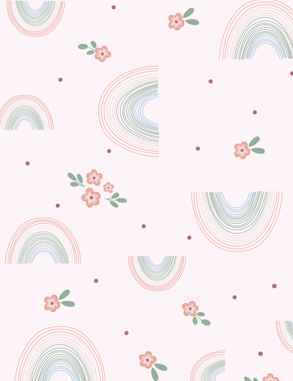 Tecido Flanela Baby - Arco de Flores - 100% Algodão - Largura: 80cm