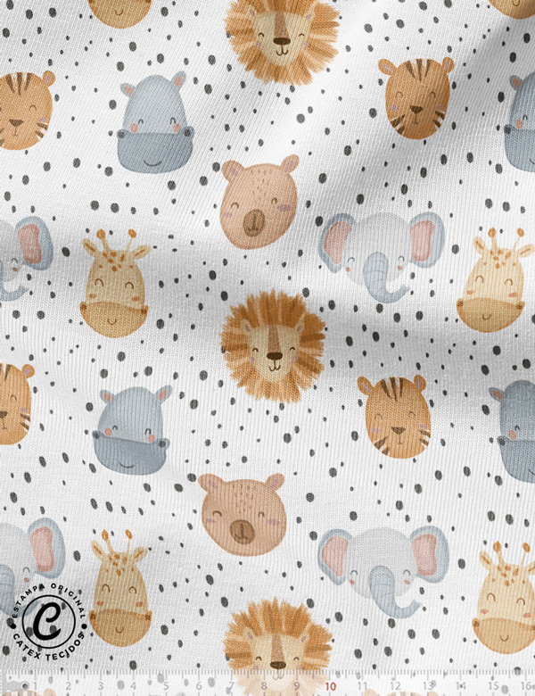 Tecido Flanela Baby Especial - Cute Safári Dots - 100% Algodão - Largura: 1,44m