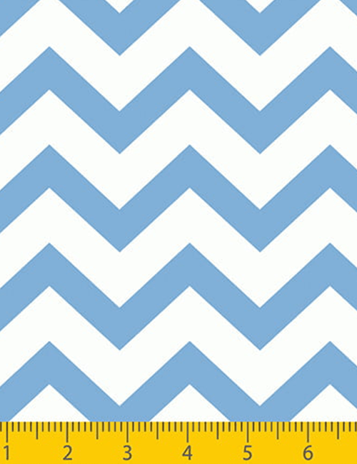 Tecido Tricoline Chevron Stripes - Azul Claro - 100% Algodão - Largura 1,50m