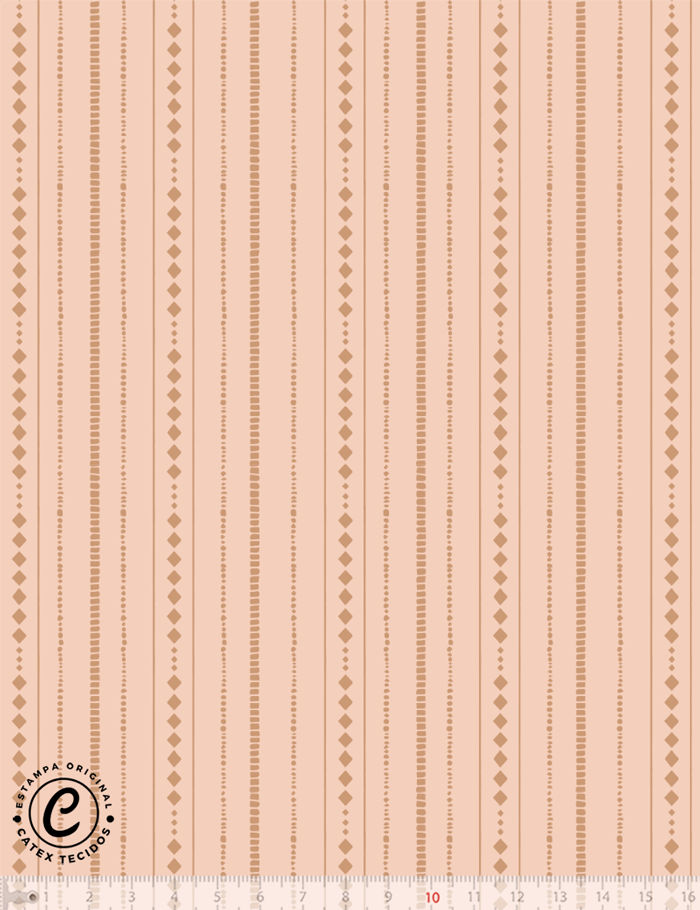 Tecido Tricoline Especial Coleção Dolce Vita por Cintia Costura - Doce Simetria - Nude - 100% Algodão - Largura 1,50m