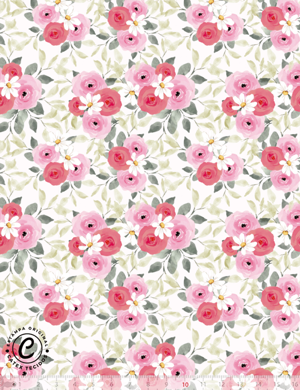 Tecido Tricoline Especial Coleção Alegria por Amei Garcia - Floral Buquê - 100% Algodão - Largura 1,50m