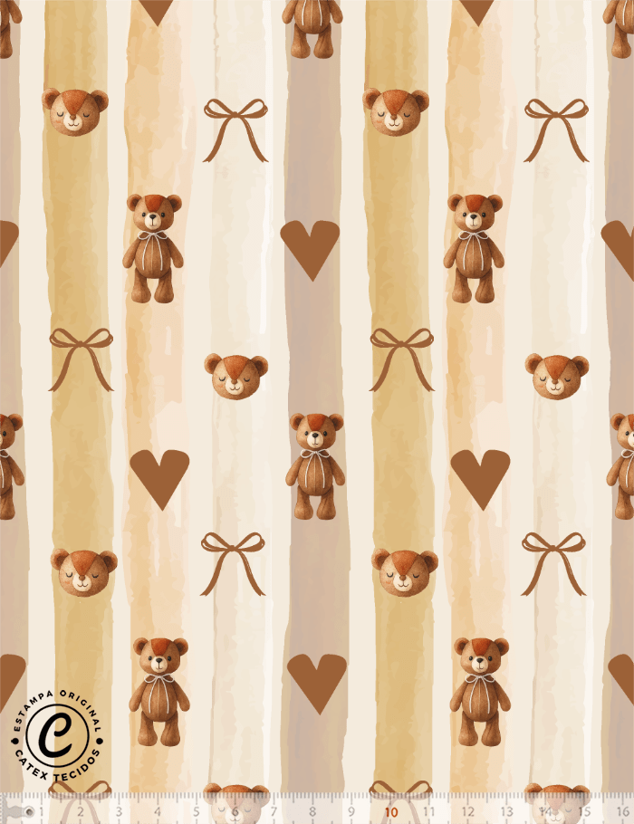 Tecido Tricoline Especial Coleção Débora Radtke - Peti Piá Brincalhão - Listras - 100% Algodão - Largura 1,50m