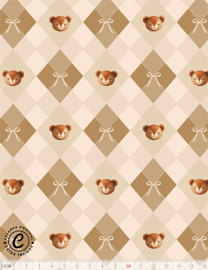 Tecido Tricoline Especial Coleção Débora Radtke - Peti Piá Rostinhos - 100% Algodão - Largura 1,50m