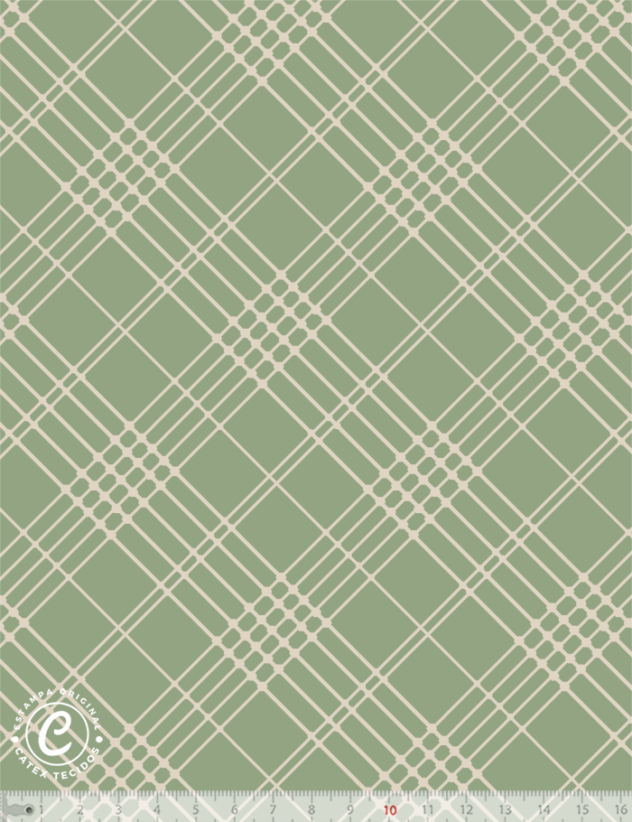Tecido Tricoline Especial Coleção Farm Life por Anita Catita - Xadrez Eucalipto - 100% Algodão - Largura 1,50m