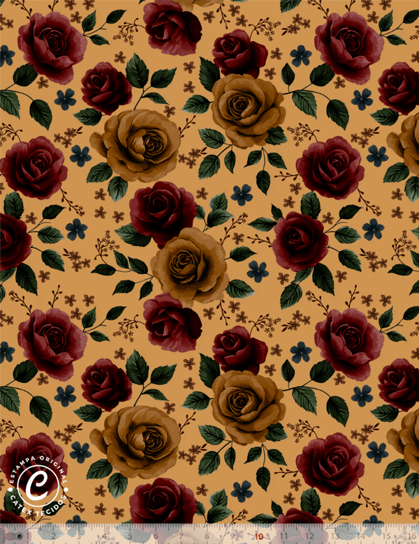Tecido Tricoline Coleção Patch Country - Floral E15253 - 100% Algodão - Largura 1,50m