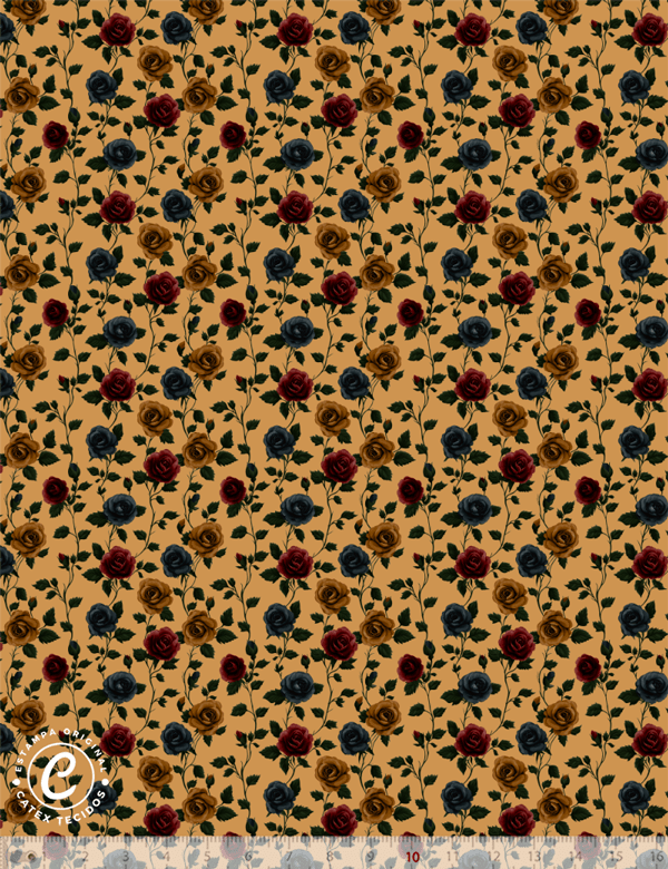 Tecido Tricoline Coleção Patch Country - Floral E15257 - 100% Algodão - Largura 1,50m