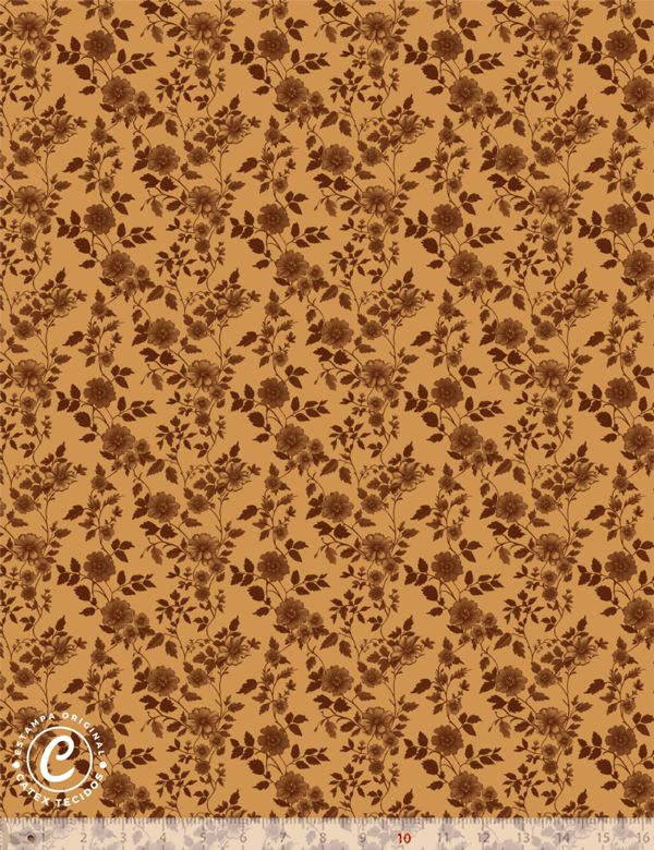 Tecido Tricoline Coleção Patch Country - Floral E15260 - 100% Algodão - Largura 1,50m