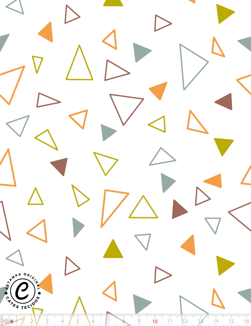 Tecido Tricoline Especial Coleção Cute Safári - Triângulos - 100% Algodão - Largura 1,50m