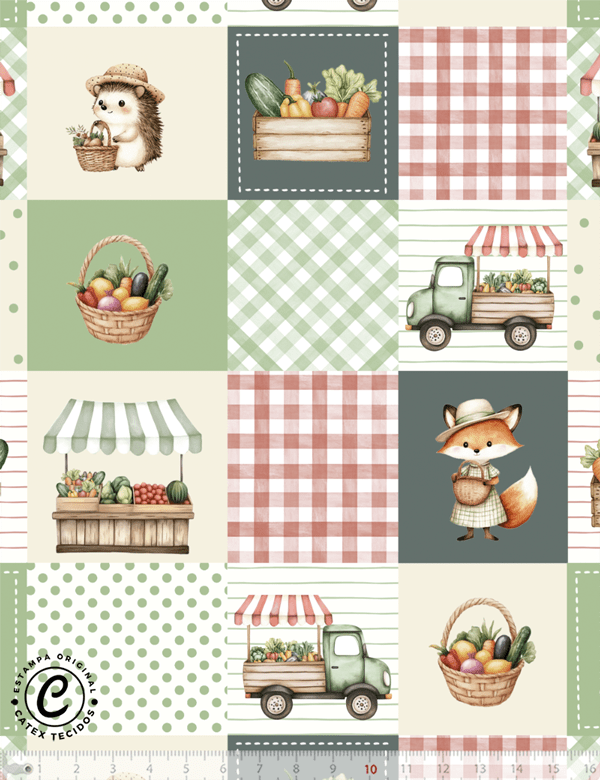 Tecido Tricoline Especial Coleção Dia de Feira - Sabor da Feira - Algodão - Largura 1,50m