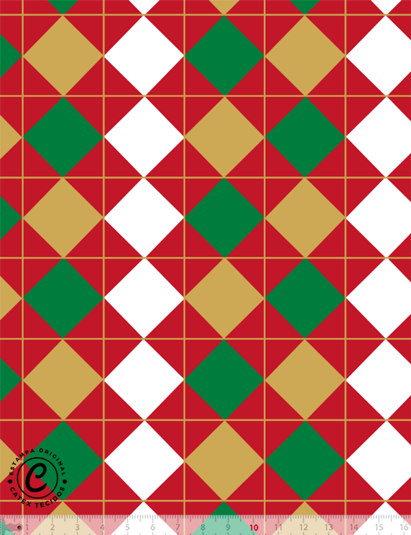 Tecido Tricoline Especial Coleção Natal Encantado - Xadrez Vermelho - 100% Algodão - Largura 1,50m