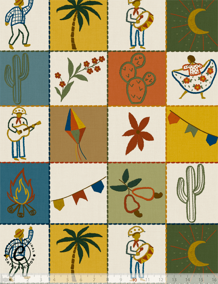 Tecido Tricoline Especial Coleção Nosso Arraiá – Retalhos de São João - 100% Algodão - Largura 1,50m