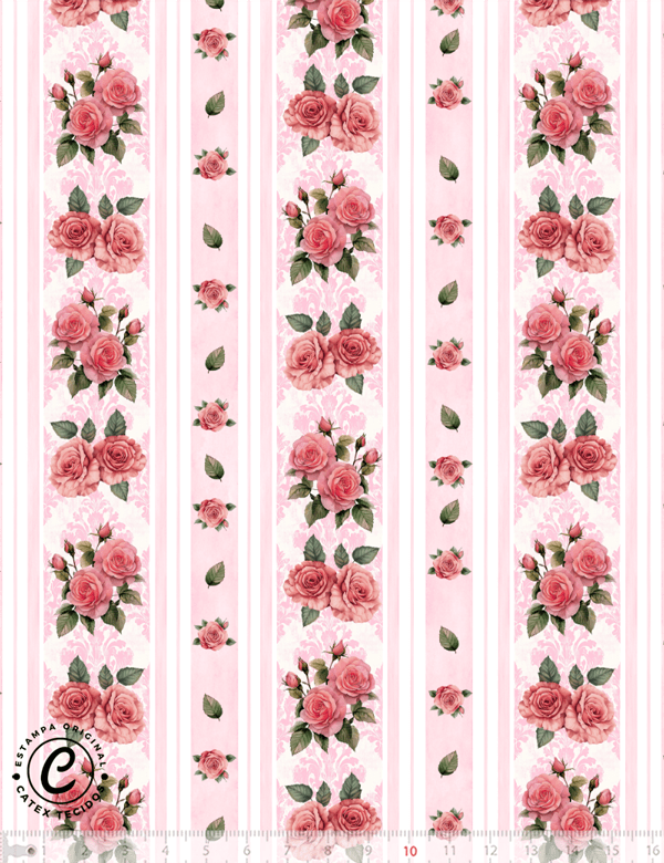 Tecido Tricoline Especial Coleção Primavera Romântica - Romance em Listras -  100% Algodão - Largura 1,50m