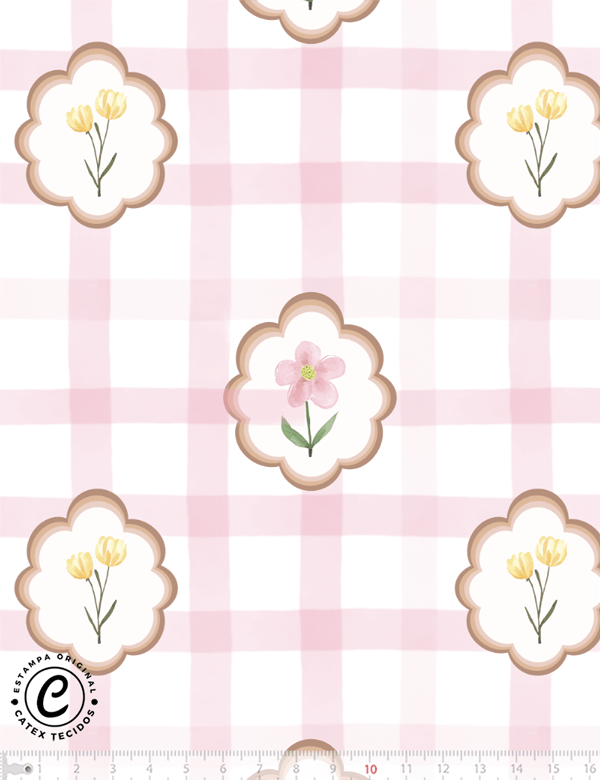 Tecido Tricoline Especial Coleção Teddy Bear Girl - Flores - 100% Algodão - Largura 1,50m