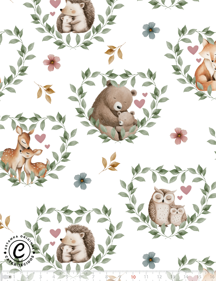 Tecido Tricoline Especial Colo de Mãe - Coração - 100% Algodão - Largura 1,50m