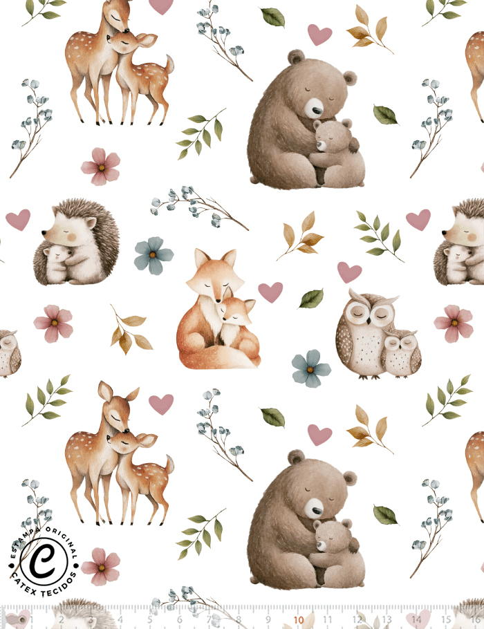 Tecido Tricoline Especial Colo de Mãe - Doce Abraço - 100% Algodão - Largura 1,50m