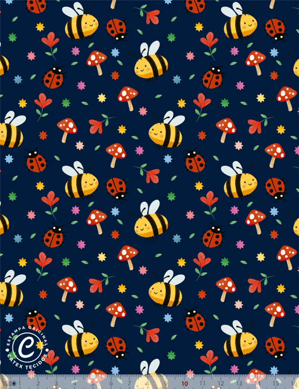 Tecido Tricoline Especial Color Bee - Abelhinhas - 100% Algodão - Largura 1,50m