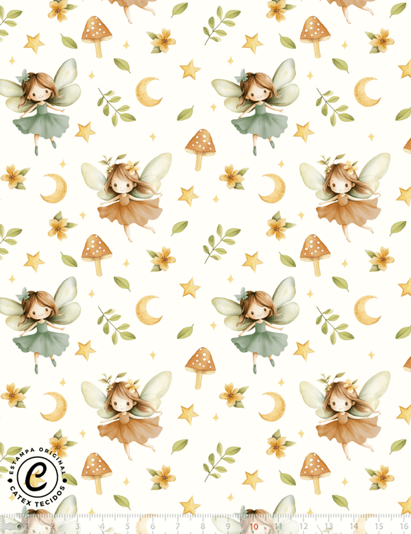 Tecido Tricoline Especial Infantil - Duas Fadas - 100% Algodão - Largura 1,50m