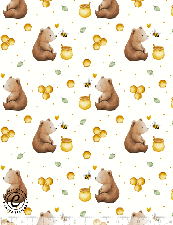Tecido Tricoline Especial Honey Bear - 100% Algodão - Largura 1,50m