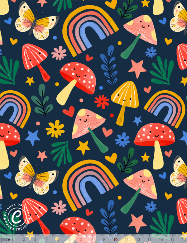 Tecido Tricoline Especial Linha Colorful Catex - Jardim Colorê - Algodão - Largura 1,50m