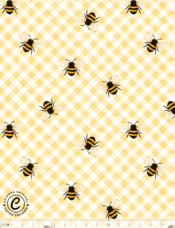 Tecido Tricoline Especial Little Bee - Xadrez - 100% Algodão - Largura 1,50m