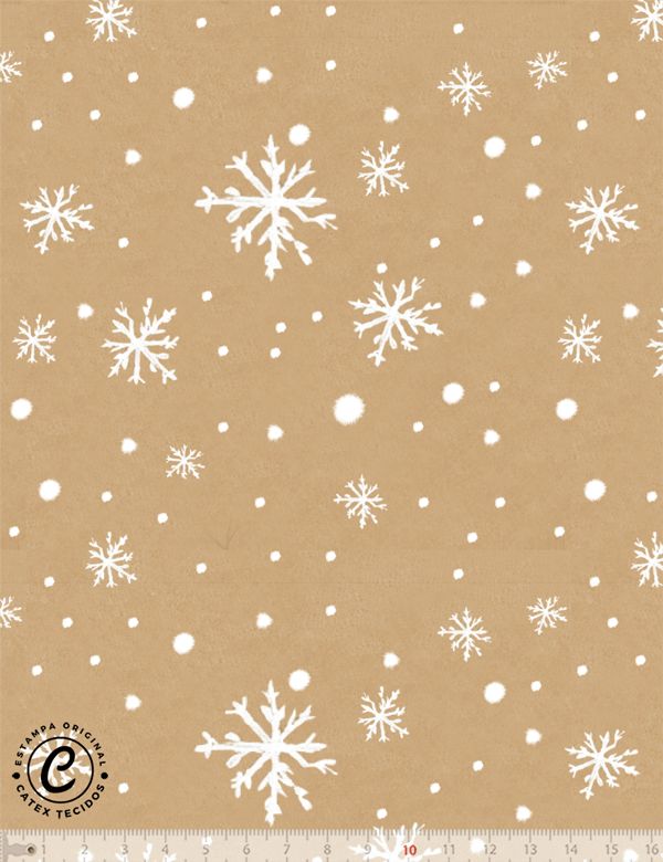 Tecido Tricoline Especial Natal - Coleção Tradições Natalinas - Inverno Dourado - 100% Algodão - Largura 1,50m