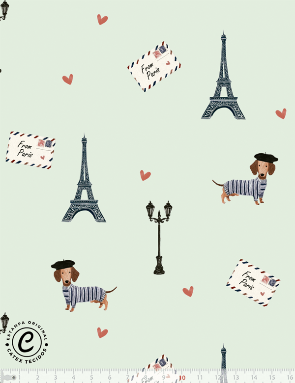 Tecido Tricoline Especial Passeio em Paris - From Paris - 100% Algodão - Largura 1,50m
