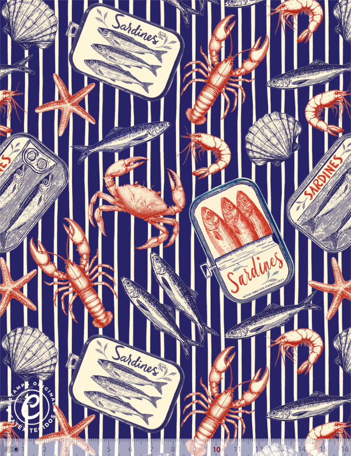 Tecido Tricoline Especial Sardines - Porto Real - 100% Algodão - Largura 1,50m