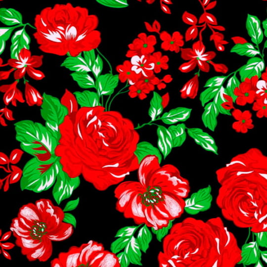 Tecido Chita Floral Laila - Preto - 100% Algodão - Largura 1,40m - Cópia (1)