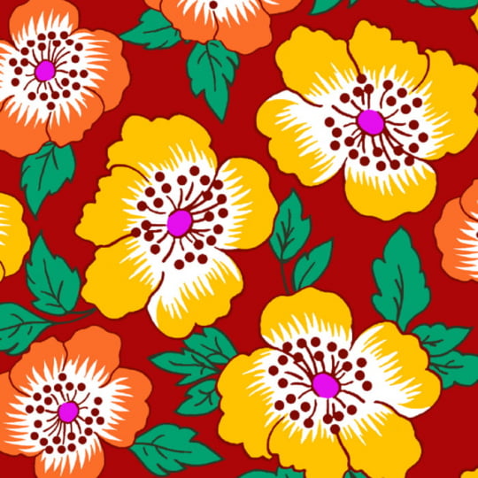 Tecido Chita Floral Sorrento - Vermelho - 100% Algodão - Largura 1,40m
