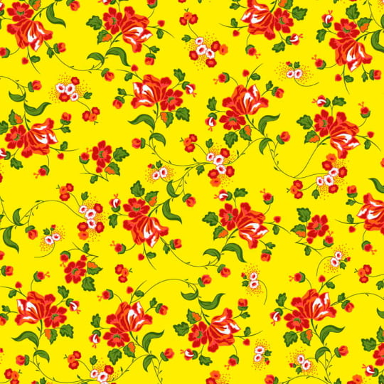 Tecido Chita Floral Tejuco Cor 1 - Amarelo - 100% Algodão - Largura 1,40m