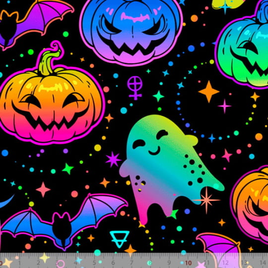 Tecido Tricoline Especial Halloween Neon Color - 100% Algodão - Largura 1,50m