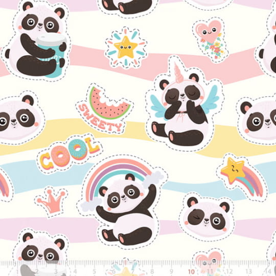 Tecido Tricoline Especial Cool Panda - 100% Algodão - Largura 1,50m