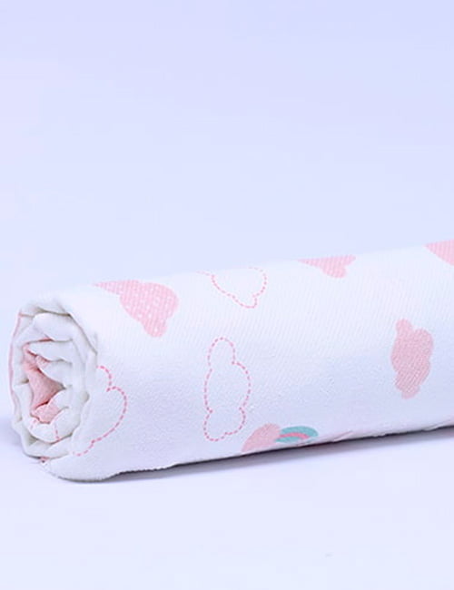 Tecido Flanela Baby - Céu e Nuvens - Rosa - 100% Algodão - Largura: 80cm