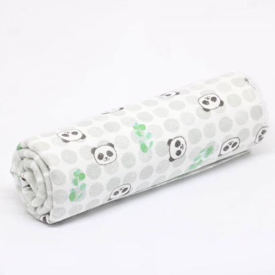 Tecido Flanela Baby - Panda Rostinhos - Branco - 100% Algodão - Largura: 80cm