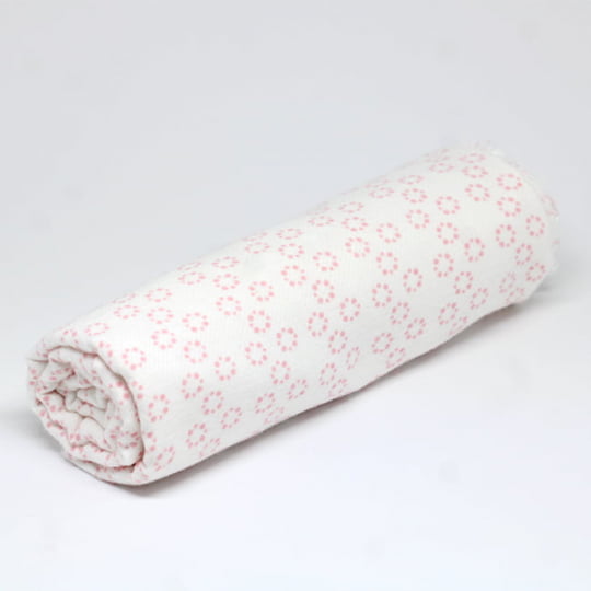 Tecido Flanela Baby - Pontilhado Rosa - Fundo Branco - 100% Algodão - Largura: 80cm